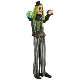 HOMCOM 6.1' Life Size Circus Clown Outdoor Halloween Decoration, Sound and Motion Activated w/ Light Up Eyes for Party
