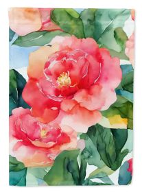 Alabama Camellia in Watercolor Garden Flag Mailbox Flag Decorative Yard Flag Banner Outside Patio Artwork Yard Flower Beds, Garden Size, Multicol