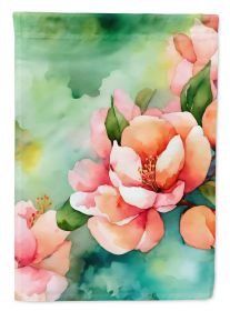 Delaware Peach Blossom in Watercolor Garden Flag Mailbox Flag Decorative Yard Flag Banner Outside Patio Artwork Yard Flower Beds, Garden Size
