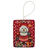 Coton De Tulear Holiday Christmas Porcelain Ornament Christmas Tree Hanging Decorations for Home Christmas Holiday, Rectangle, Gift, Multicolor