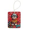 Shih Tzu Holiday Christmas Porcelain Ornament Christmas Tree Hanging Decorations for Home Christmas Holiday, Rectangle, Gift, Multicolor