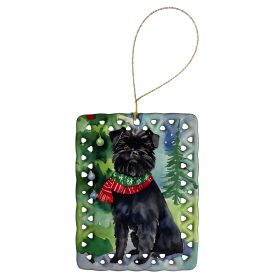 Affenpinscher Christmas Porcelain Ornament Christmas Tree Hanging Decorations for Home Christmas Holiday, Rectangle, Gift, Multicolor
