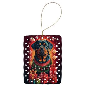 Rottweiler Holiday Christmas Porcelain Ornament Christmas Tree Hanging Decorations for Home Christmas Holiday, Rectangle, Gift, Multicolor