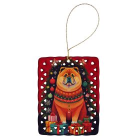 Chow Chow Holiday Christmas Porcelain Ornament Christmas Tree Hanging Decorations for Home Christmas Holiday, Rectangle, Gift, Multicolor