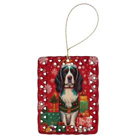 English Springer Spaniel Holiday Christmas Porcelain Ornament Christmas Tree Hanging Decorations for Home Christmas Holiday, Rectangle, Gift