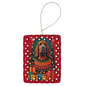Bloodhound Holiday Christmas Porcelain Ornament Christmas Tree Hanging Decorations for Home Christmas Holiday, Rectangle, Gift, Multicolor