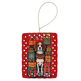 Beagle Holiday Christmas Porcelain Ornament Christmas Tree Hanging Decorations for Home Christmas Holiday, Rectangle, Gift, Multicolor