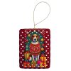 English Foxhound Holiday Christmas Porcelain Ornament Christmas Tree Hanging Decorations for Home Christmas Holiday, Rectangle, Gift, Multicolor