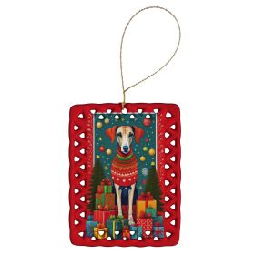 Azawakh Hound Holiday Christmas Porcelain Ornament Christmas Tree Hanging Decorations for Home Christmas Holiday, Rectangle, Gift, Multicolor