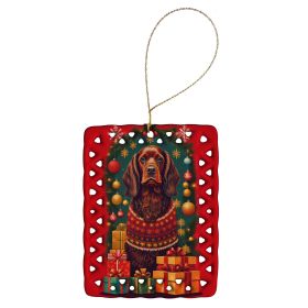Field Spaniel Holiday Christmas Porcelain Ornament Christmas Tree Hanging Decorations for Home Christmas Holiday, Rectangle, Gift, Multicolor