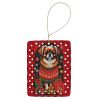 Tibetan Spaniel Holiday Christmas Porcelain Ornament Christmas Tree Hanging Decorations for Home Christmas Holiday, Rectangle, Gift, Multicolor