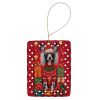 Chinese Crested Holiday Christmas Porcelain Ornament Christmas Tree Hanging Decorations for Home Christmas Holiday, Rectangle, Gift, Multicolor