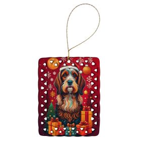 Petit Basset Griffon Vendeen Holiday Christmas Porcelain Ornament Christmas Tree Hanging Decorations for Home Christmas Holiday, Rectangle, Gift