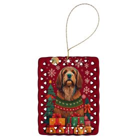 Otterhound Holiday Christmas Porcelain Ornament Christmas Tree Hanging Decorations for Home Christmas Holiday, Rectangle, Gift, Multicolor