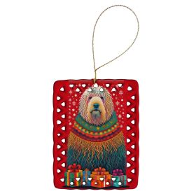 Komondor Holiday Christmas Porcelain Ornament Christmas Tree Hanging Decorations for Home Christmas Holiday, Rectangle, Gift, Multicolor