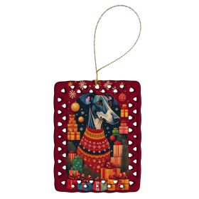 Greyhound Holiday Christmas Porcelain Ornament Christmas Tree Hanging Decorations for Home Christmas Holiday, Rectangle, Gift, Multicolor