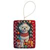 Maltese Holiday Christmas Porcelain Ornament Christmas Tree Hanging Decorations for Home Christmas Holiday, Rectangle, Gift, Multicolor