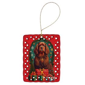 Sussex Spaniel Holiday Christmas Porcelain Ornament Christmas Tree Hanging Decorations for Home Christmas Holiday, Rectangle, Gift, Multicolor