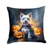 Westie Spaniel Puppy Halloween Throw Pillow Machine Washable, Indoor Outdoor Decorative Pillow for Couch, Bed or Patio, 14Hx14W