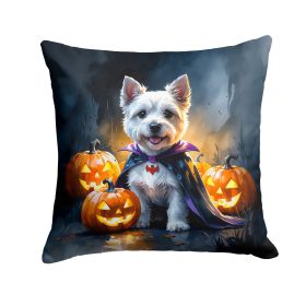 Westie Spaniel Puppy Halloween Throw Pillow Machine Washable, Indoor Outdoor Decorative Pillow for Couch, Bed or Patio, 14Hx14W