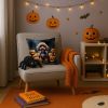 Chocolate Poodle Puppy Halloween Throw Pillow Machine Washable, Indoor Outdoor Decorative Pillow for Couch, Bed or Patio, 14Hx14W