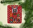 Chinese Crested Holiday Christmas Porcelain Ornament Christmas Tree Hanging Decorations for Home Christmas Holiday, Rectangle, Gift, Multicolor