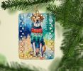 American English Coonhound Christmas Porcelain Ornament Christmas Tree Hanging Decorations for Home Christmas Holiday, Rectangle, Gift, Multicolor