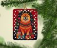 Chow Chow Holiday Christmas Porcelain Ornament Christmas Tree Hanging Decorations for Home Christmas Holiday, Rectangle, Gift, Multicolor