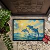 Dolphins in the Bay Doormat Front Door Mat Indoor Outdoor Rugs for Entryway, Non Slip Washable Low Pile, 24H X 36W