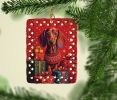 Dachshund Holiday Christmas Porcelain Ornament Christmas Tree Hanging Decorations for Home Christmas Holiday, Rectangle, Gift, Multicolor