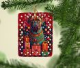 Dogue de Bordeaux Holiday Christmas Porcelain Ornament Christmas Tree Hanging Decorations for Home Christmas Holiday, Rectangle, Gift, Multicolor