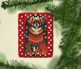 Tibetan Spaniel Holiday Christmas Porcelain Ornament Christmas Tree Hanging Decorations for Home Christmas Holiday, Rectangle, Gift, Multicolor