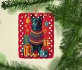 Schipperke Holiday Christmas Porcelain Ornament Christmas Tree Hanging Decorations for Home Christmas Holiday, Rectangle, Gift, Multicolor