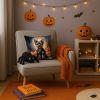 Yorkshire Terrier Yorkie Puppy Halloween Throw Pillow Machine Washable, Indoor Outdoor Decorative Pillow for Couch, Bed or Patio, 14Hx14W