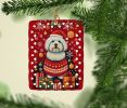 Coton De Tulear Holiday Christmas Porcelain Ornament Christmas Tree Hanging Decorations for Home Christmas Holiday, Rectangle, Gift, Multicolor