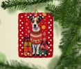 Jack Russell Terrier Holiday Christmas Porcelain Ornament Christmas Tree Hanging Decorations for Home Christmas Holiday, Rectangle, Gift, Multicolor