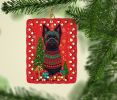 Black Cairn Terrier Holiday Christmas Porcelain Ornament Christmas Tree Hanging Decorations for Home Christmas Holiday, Rectangle, Gift, Multicolor