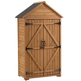 Outdoor Storage Cabinet, Garden Wood Tool Shed, Outside Wooden Shed Closet with Shelves and Latch for Yard 39.56"x 22.04"x 68.89" (Color: as pic)