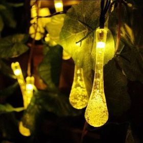 Dew Droplets 20 LED Solar Lights Falling Like Dew (Color: BRIGHT WHITE)