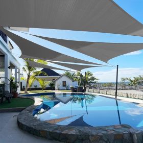Artpuch Custom Size Dark Grey Sun Shade Sail Triangle Canopy 185 GSM Durable Fabric UV Block Awning for Outdoor Patio Garden Backyard (Customized (Color: Dark Grey, size: 15x16x21.9)