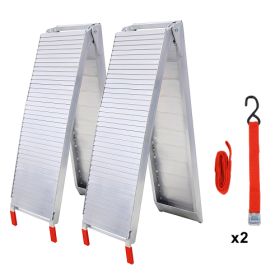 Truck Ramps, 80x12Portable Loading Ramps For Pickup Trucks 1500 LBS Capacity Aluminum Folding Ramps With Handle  Buckle For ATVs, Snowblower, Law (Color: silver)